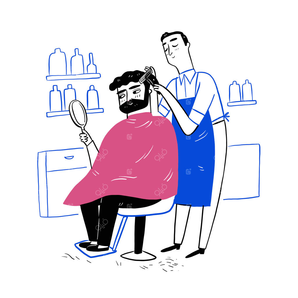 آرایشگر و مشتری در سالن پیرایش