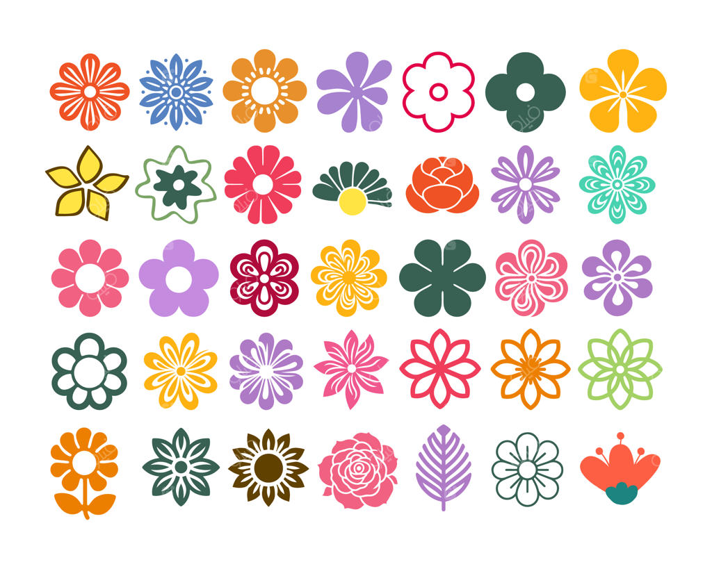 مجموعه کلیپ‌آرت گل‌های رنگارنگ