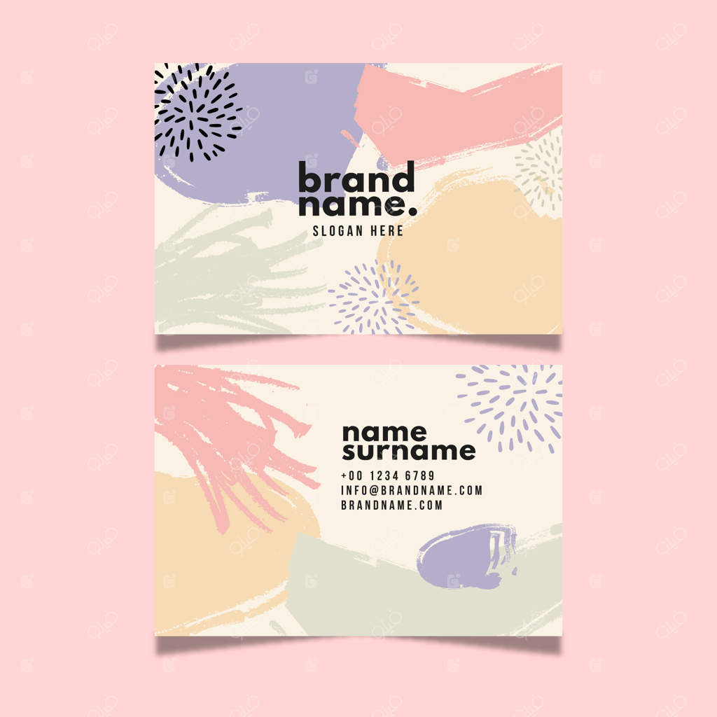 طراحی کارت ویزیت با رنگ‌های پاستلی آبرنگی