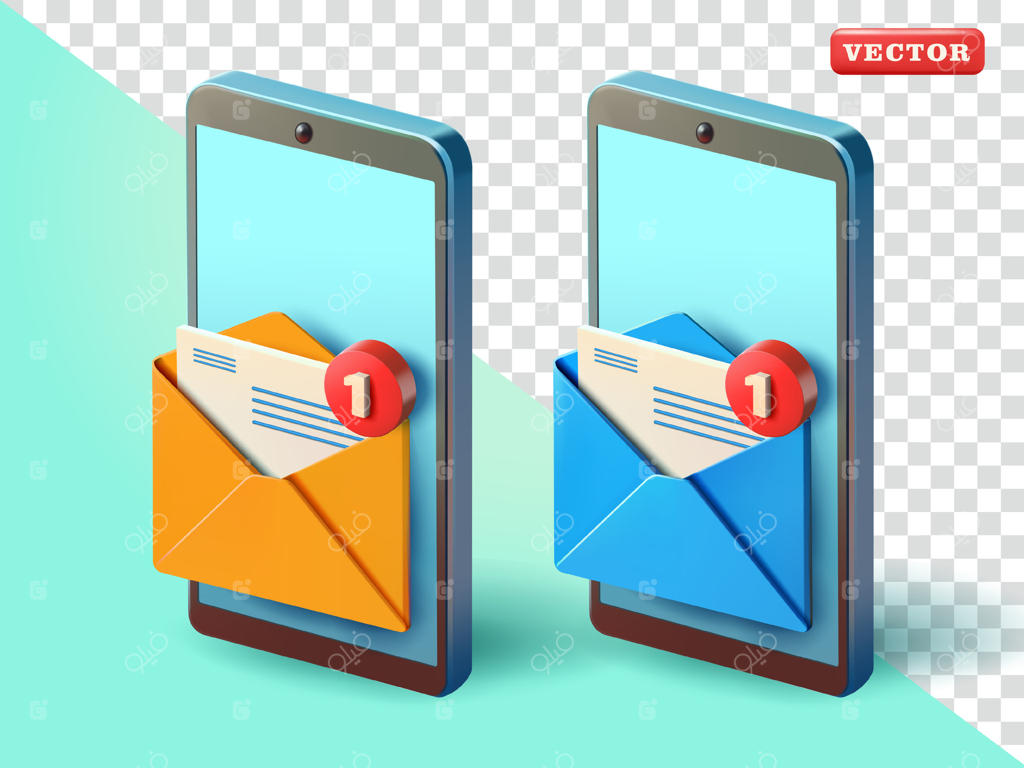 گوشی هوشمند و پاکت نامه سه‌بعدی: مناسب برای عناصر طراحی، فناوری و ارتباطات