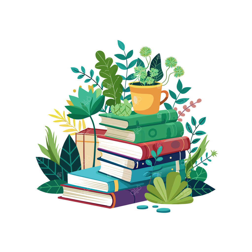 طرح مفهومی وکتور انبوه کتاب‌ها