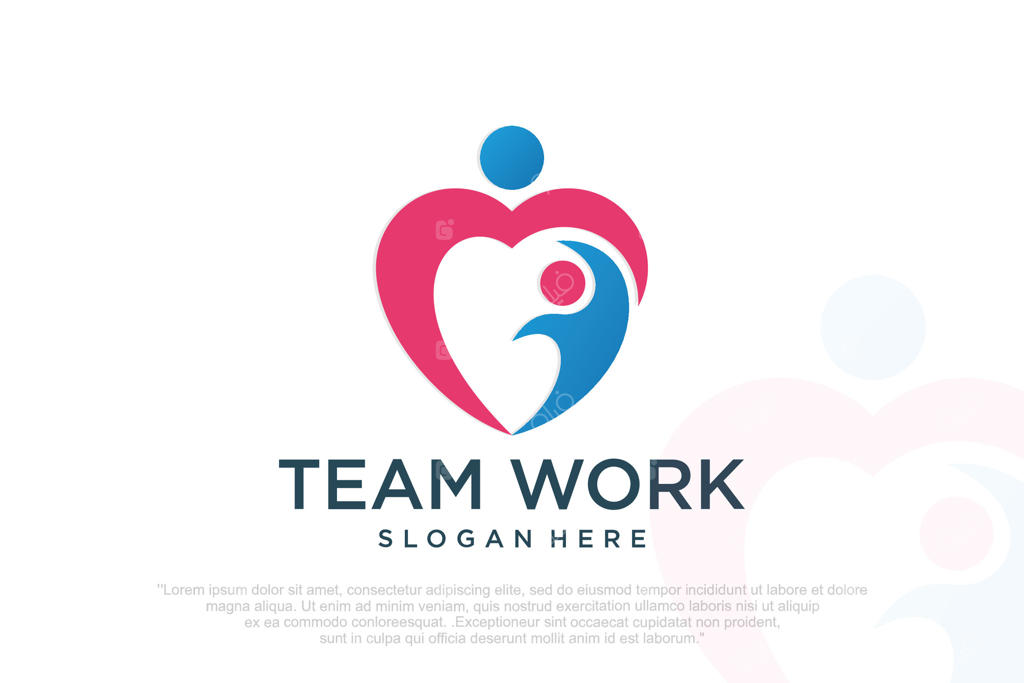طراحی آیکون لوگوی خانواده عاشقانه با نماد گرافیکی قلب برای والدین، تصویرسازی.