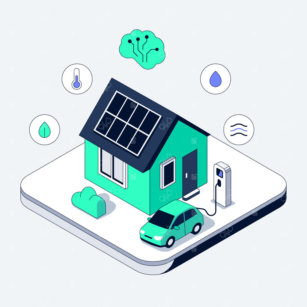 خانه هوشمند دوستدار محیط زیست با پانل‌های خورشیدی و شارژر ماشین برقی یکپارچه می‌شود. حسگرهای هوش مصنوعی دما، رطوبت و کیفیت هوا را پایش می‌کنند. سیستم پایدار خانه بهبود محیط زیست را فراهم می‌کند.