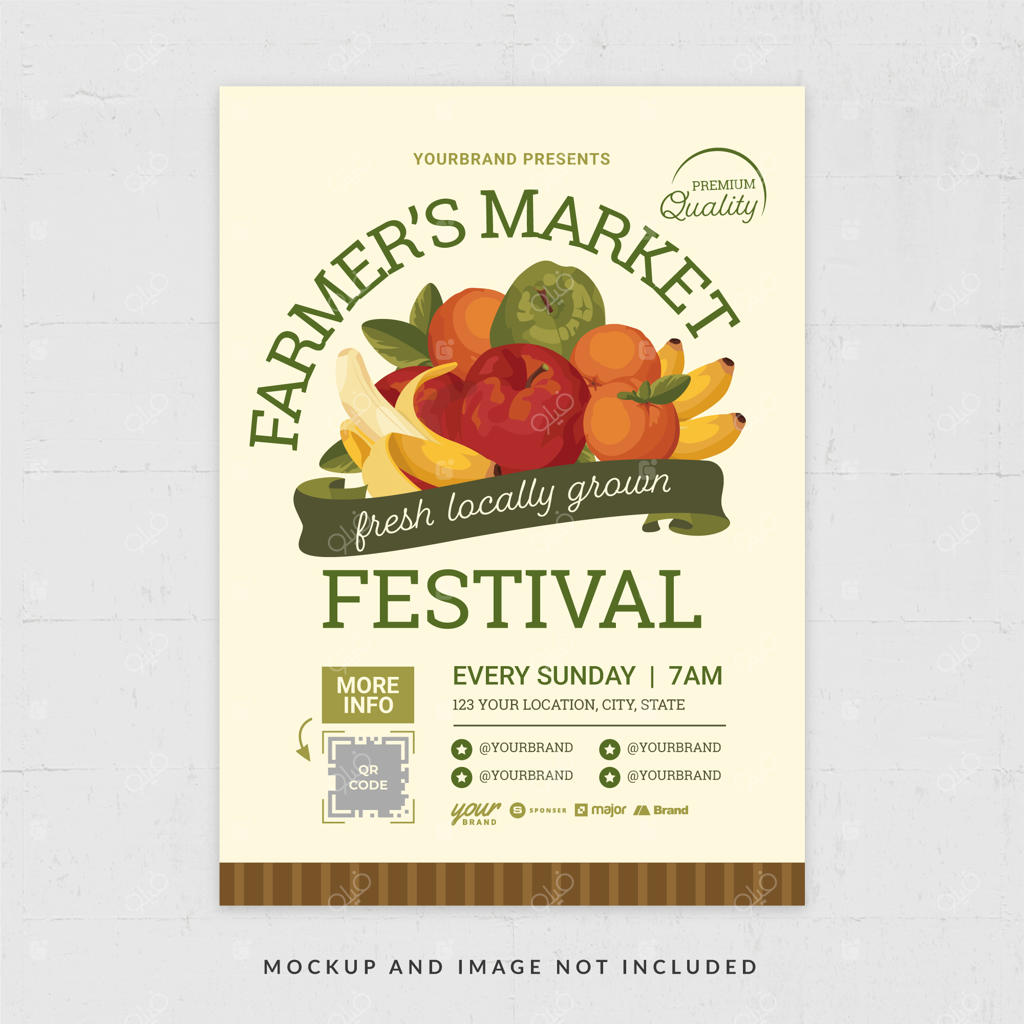 قالب آگهی ساده و تازه بازار کشاورز در فرمت وکتور برای سوپرمارکت نسخه ۲