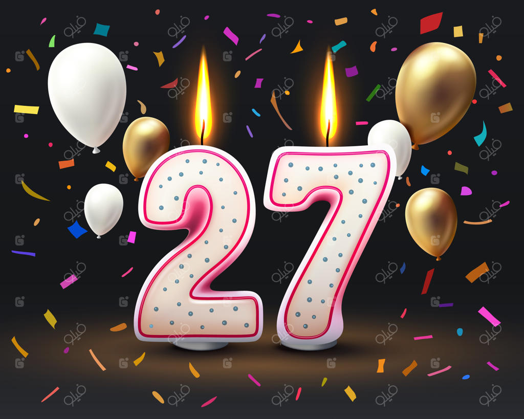 سالگرد تولد 27: شمع تولد به شکل اعداد وکتور