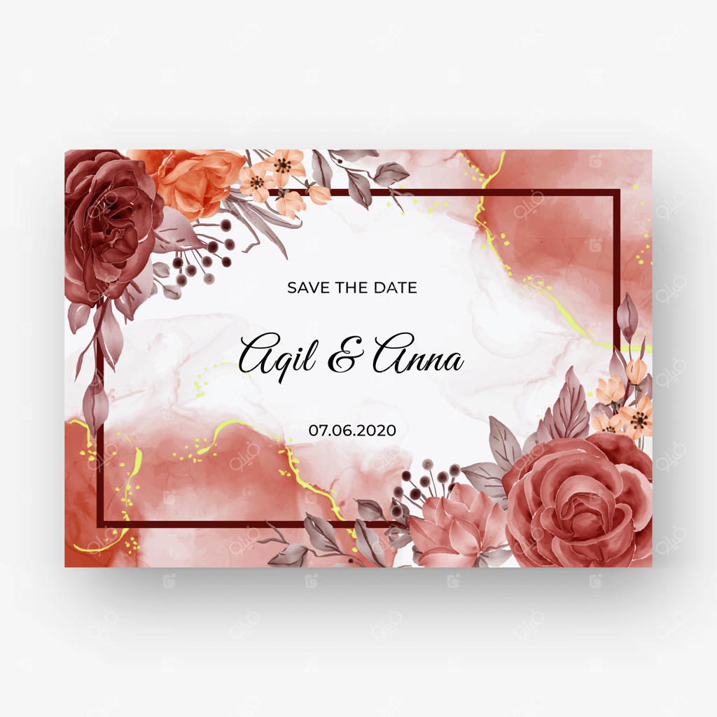 پس‌زمینه قاب پاییزی گل رز زیبا برای کارت دعوت عروسی