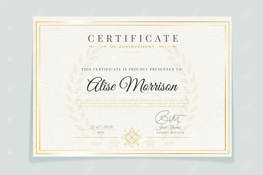 قالب شیک گواهی‌نامه با قاب