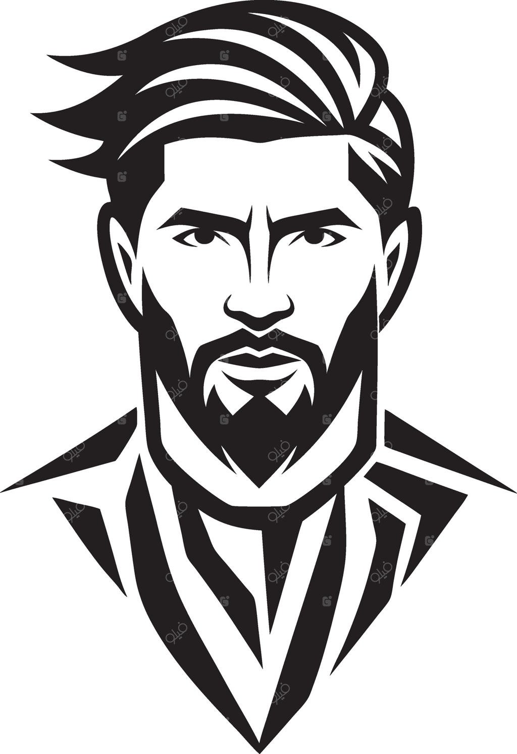 مردی با ریش و سبیل در یک نقاشی سیاه و سفید