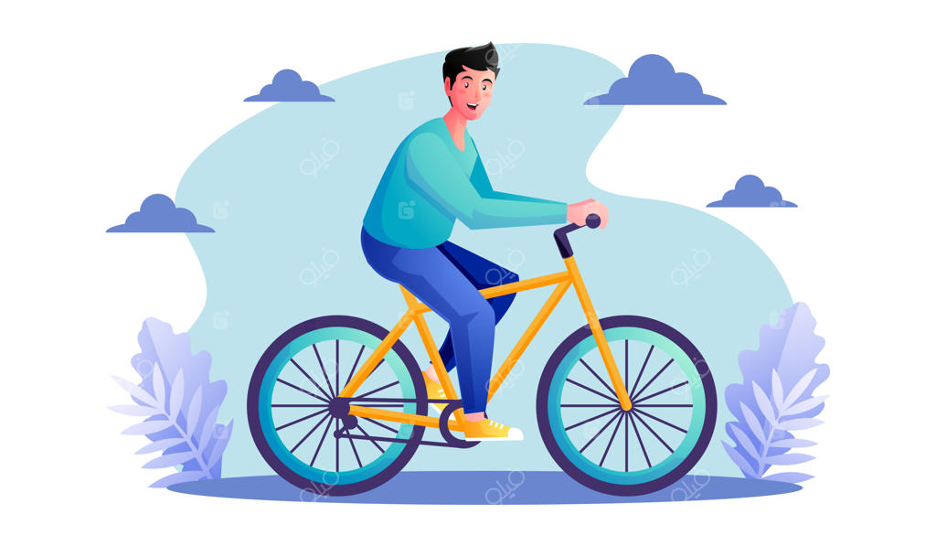 مردی در پارک دوچرخه‌سواری می‌کند