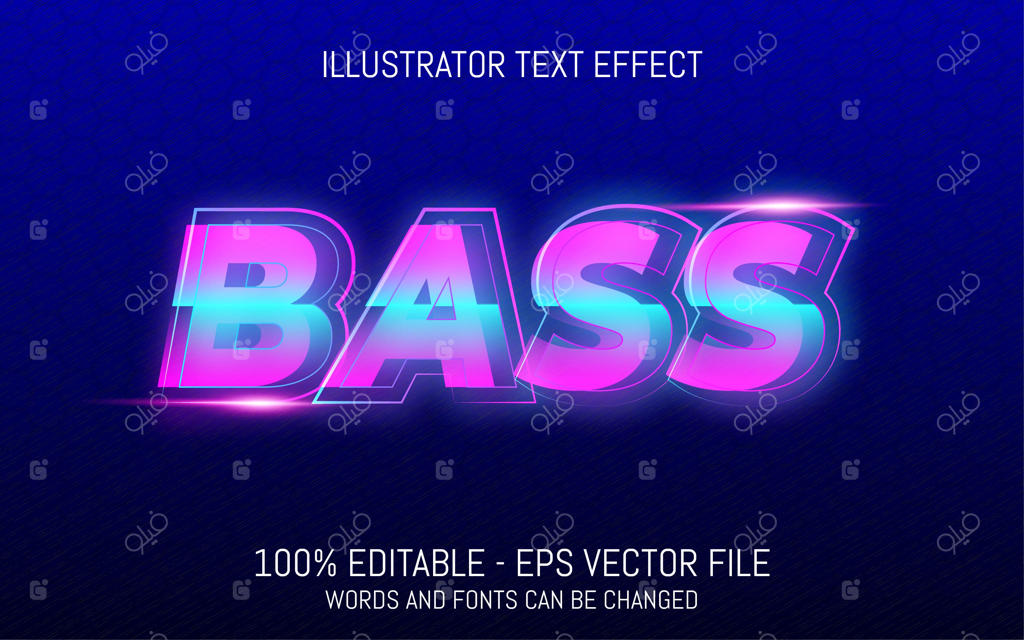 اثر متن قابل ویرایش با سبک نئون بیس در طراحی‌ها