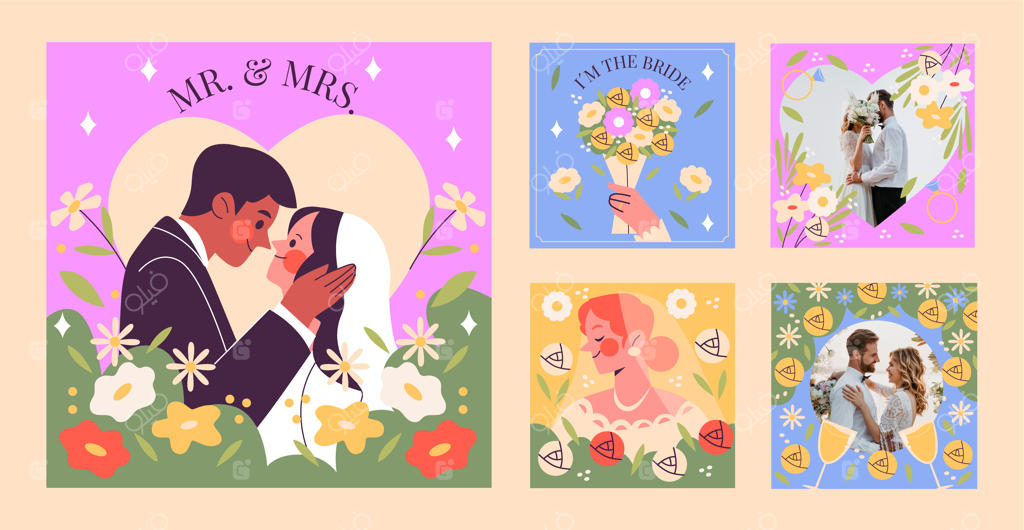 پست اینستاگرام عروسی با طراحی دست‌ساز