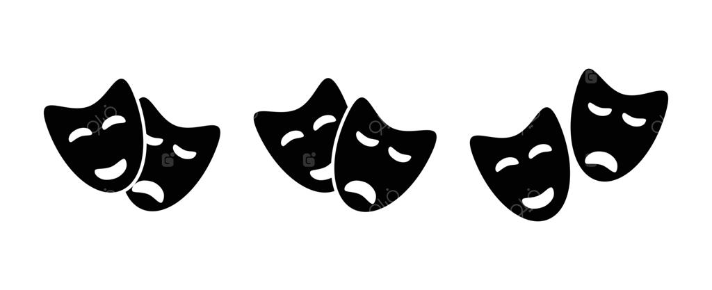 آیکون ماسک تئاتر به سبک تخت و جداگانه