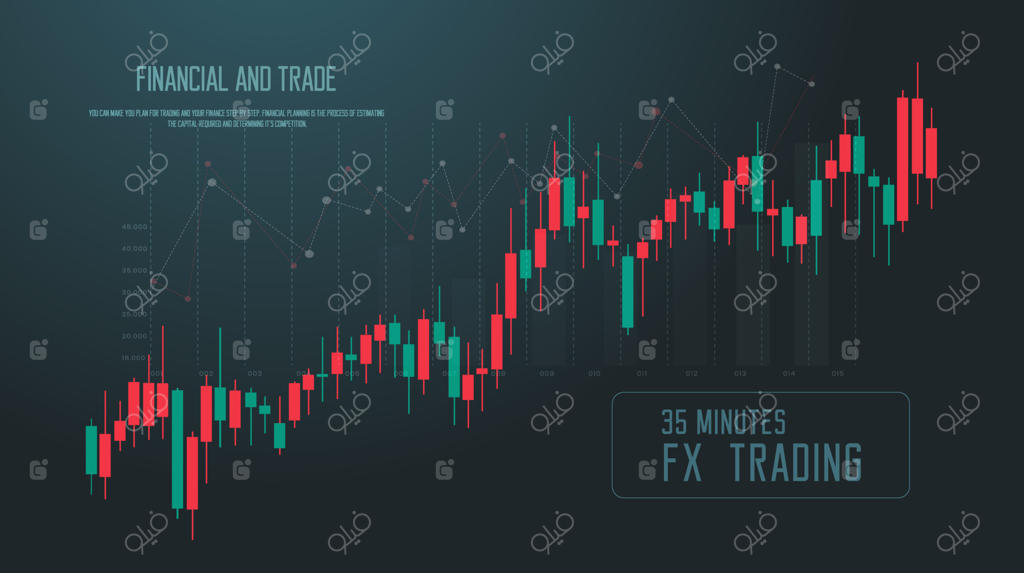 طرح گرافیکی نمودار روند صعودی در معاملات فارکس و بازار بورس؛ مناسب برای مفاهیم سرمایه‌گذاری مالی، روندهای اقتصادی و ایده‌های تجاری