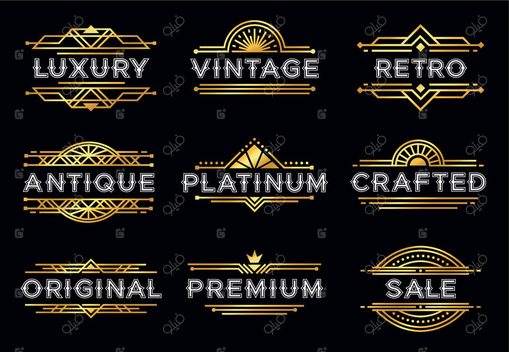 برچسب آرت دکو: مجموعه‌ای از طرح‌های لوکس هندسی و فریم‌های تزئینی وینتیج