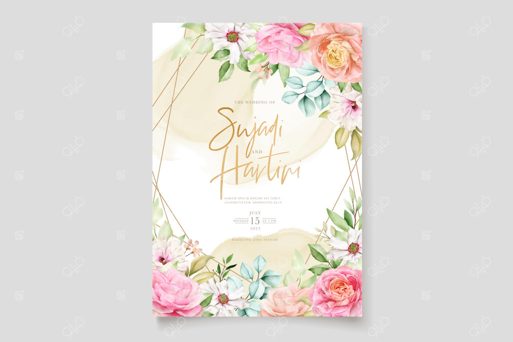 کارت تبریک دست‌ساز وینتیج با گل‌های مینا و رز