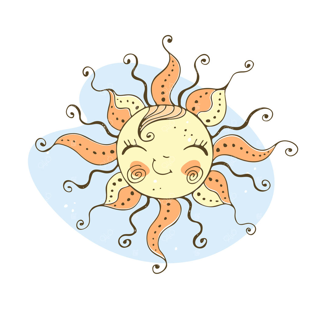 خورشید بامزه به سبک دودل برای تم کودکانه