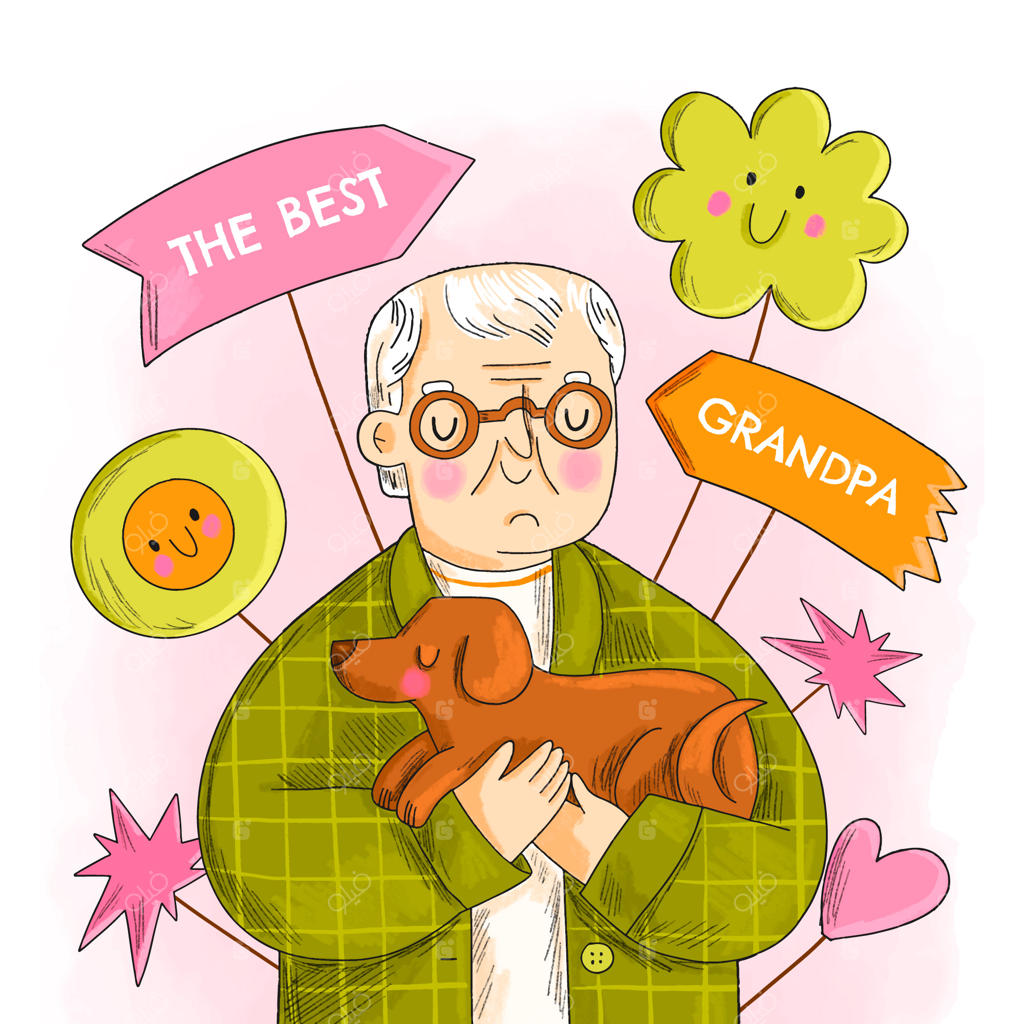 تصویرسازی روز پدربزرگ و مادربزرگ به صورت دستی