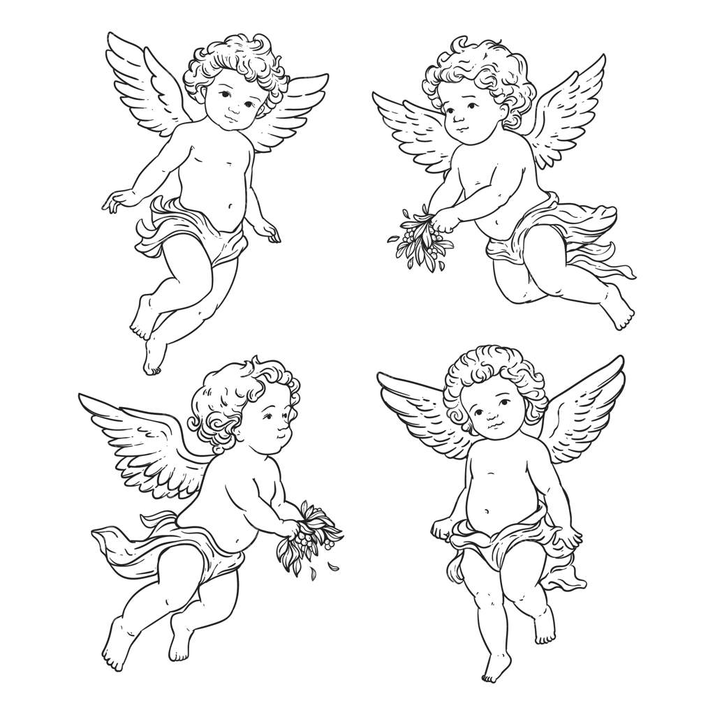 مجموعه‌ای از نقاشی‌های دستی فرشتگان قدیمی