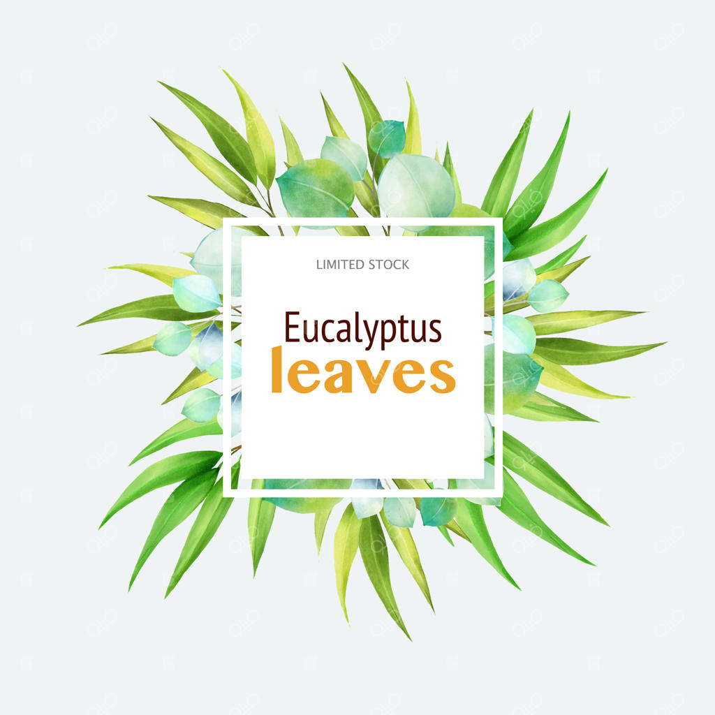 کارت گل‌های سبز با آبرنگ