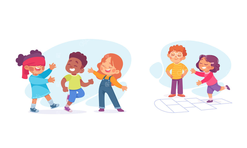 کودکان شاد در لباس‌های رنگارنگ و سرزنده در حال بازی در بیرون