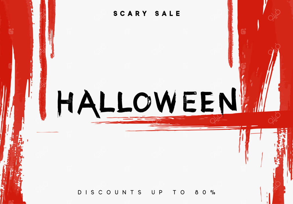 هالووین مبارک. رد خون روی زمینه سفید