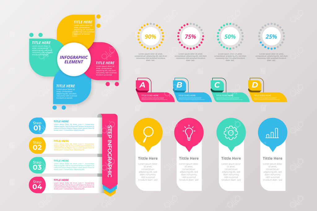 قالب مجموعه المان‌های اینفوگرافیک