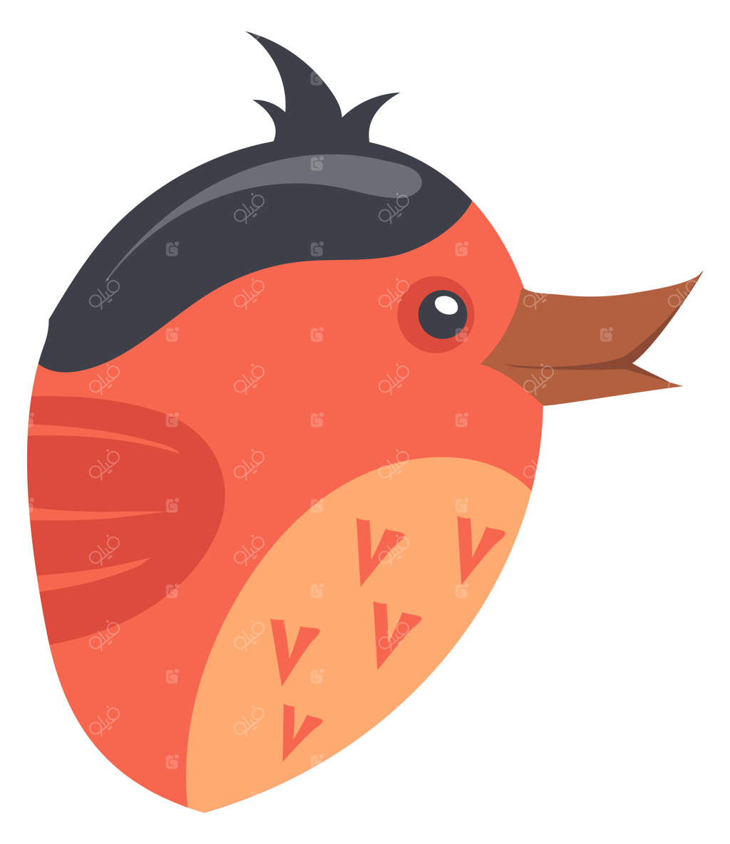 پرتره شخصیت بامزه با سر پرنده و منقار خنده‌دار