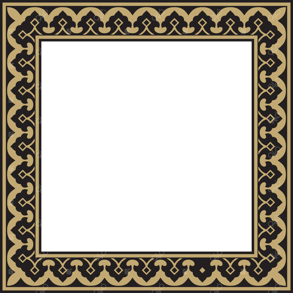 طلای مربعی با نقش ملی سیاه ایرانی: مستطیل، قاب، حاشیه، الگوی قومی ایران، عراق، تاجیکستان