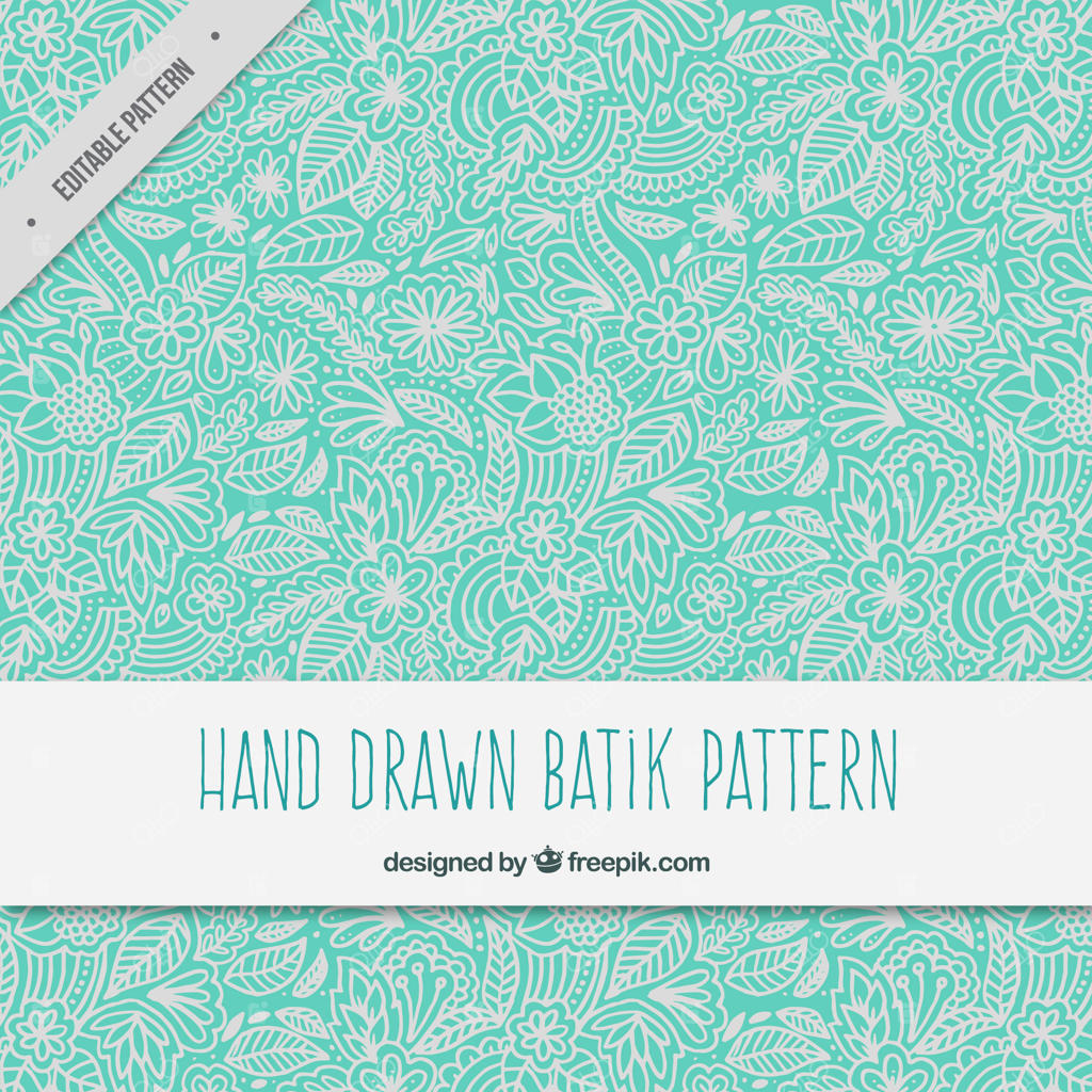 الگوی باتیک تزیینی گل‌دار دست‌ساز