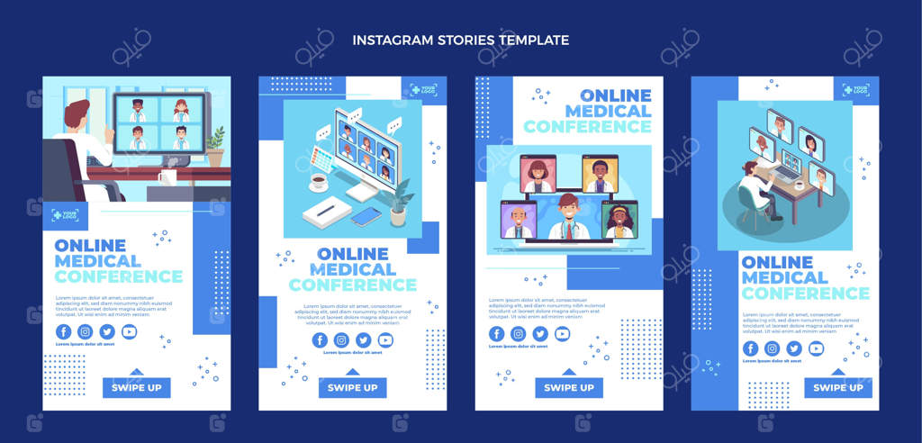 قالب استوری اینستاگرام پزشکی با طراحی تخت