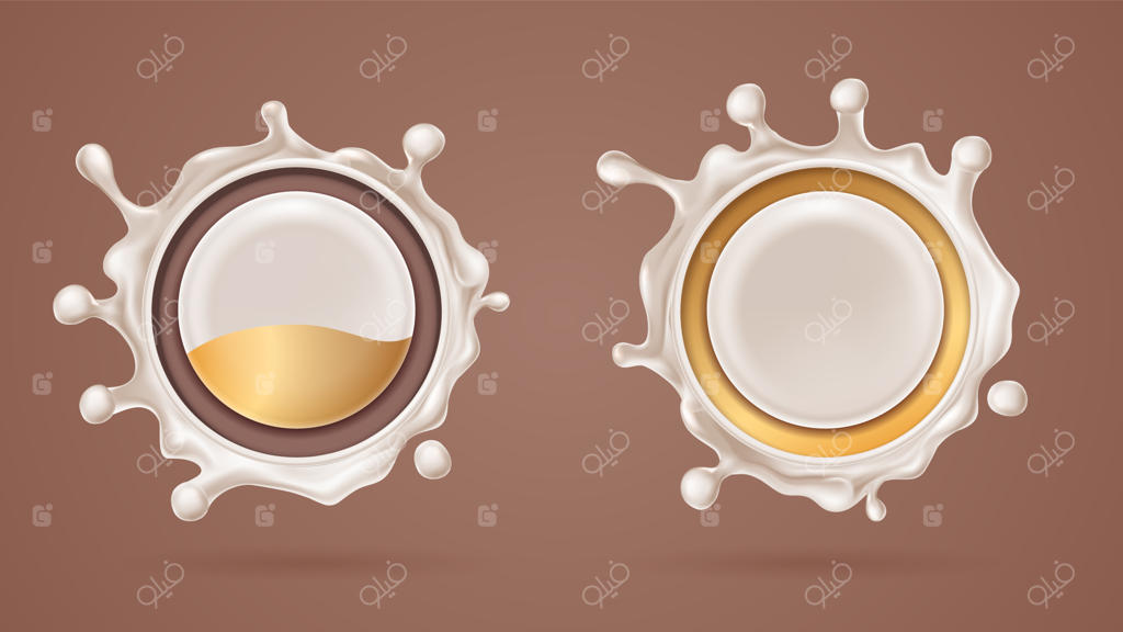 پاشیدن سه‌بعدی شکلات سفید با شیر، شکلات در شیر یا قطره واقعی قهوه