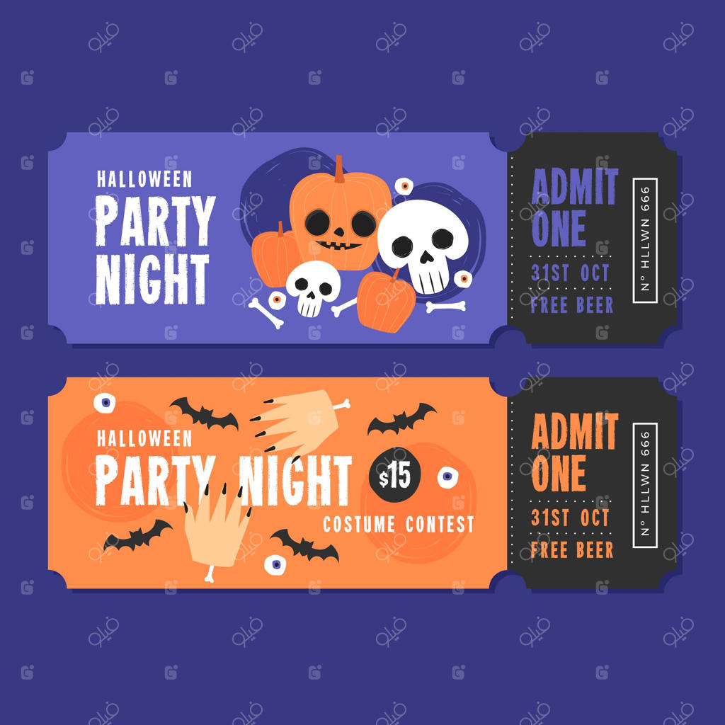 بلیط‌های هالووین با طراحی تخت