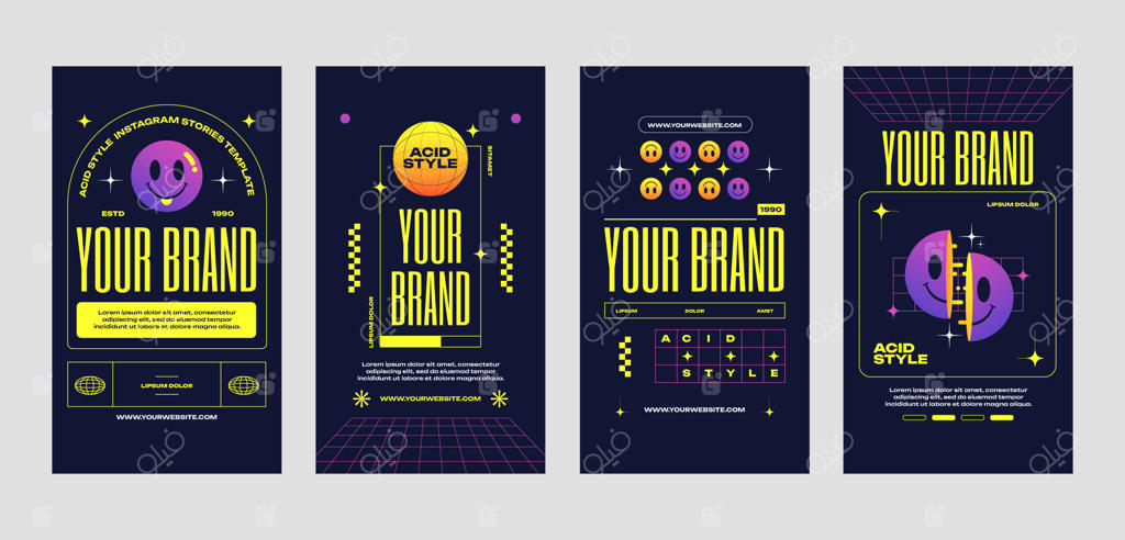 قالب استوری اینستاگرام با سبک گرادینت اسیدی