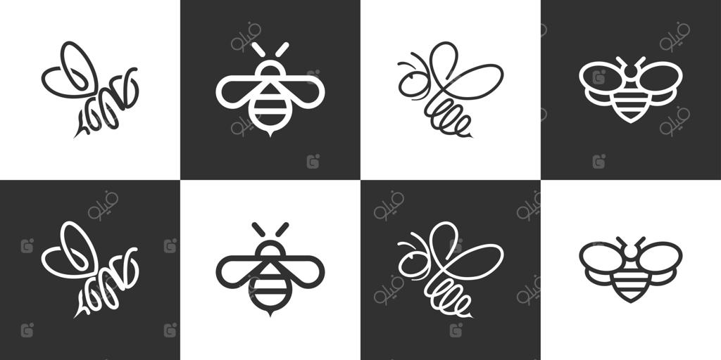 مجموعه آیکون وکتور خطی لوگوی زنبور عسل.