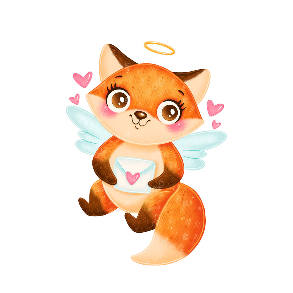 روباه کارتونی بامزه به شکل کیوپید - حیوانات روز ولنتاین