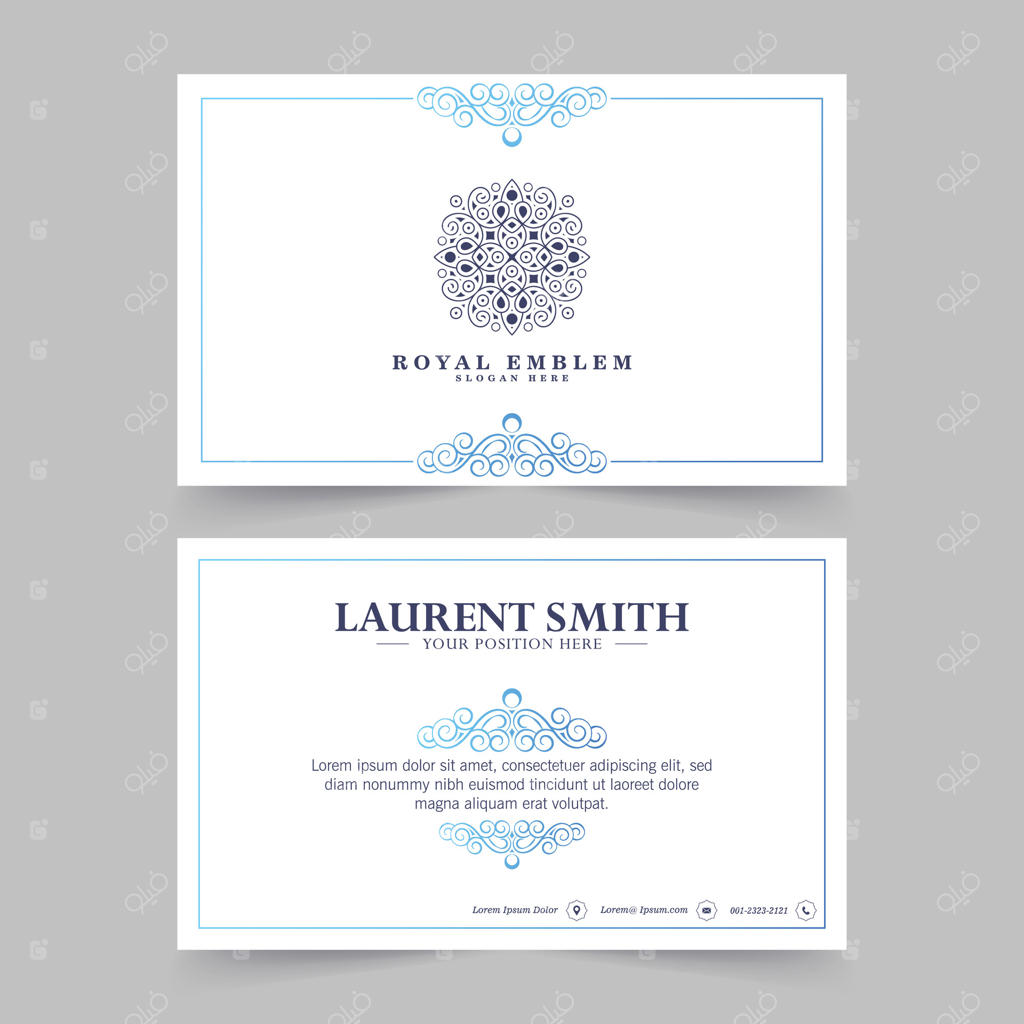 قالب لوگوها و کارت‌های ویزیت تزئینی به رنگ آبی