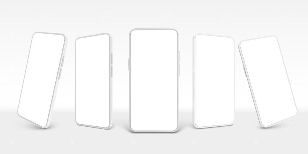 مدل سه‌بعدی گوشی هوشمند سفید - مجموعه‌ای از طرح‌های گوشی هوشمند بدون قاب، گوشی‌های همراه با صفحه‌نمایش واقعی و کلیپ‌آرت‌های گوشی همراه