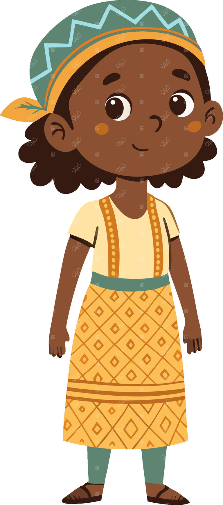 شخصیت کودک شاد با لباس سنتی رنگارنگ برای تصویرسازی آموزشی