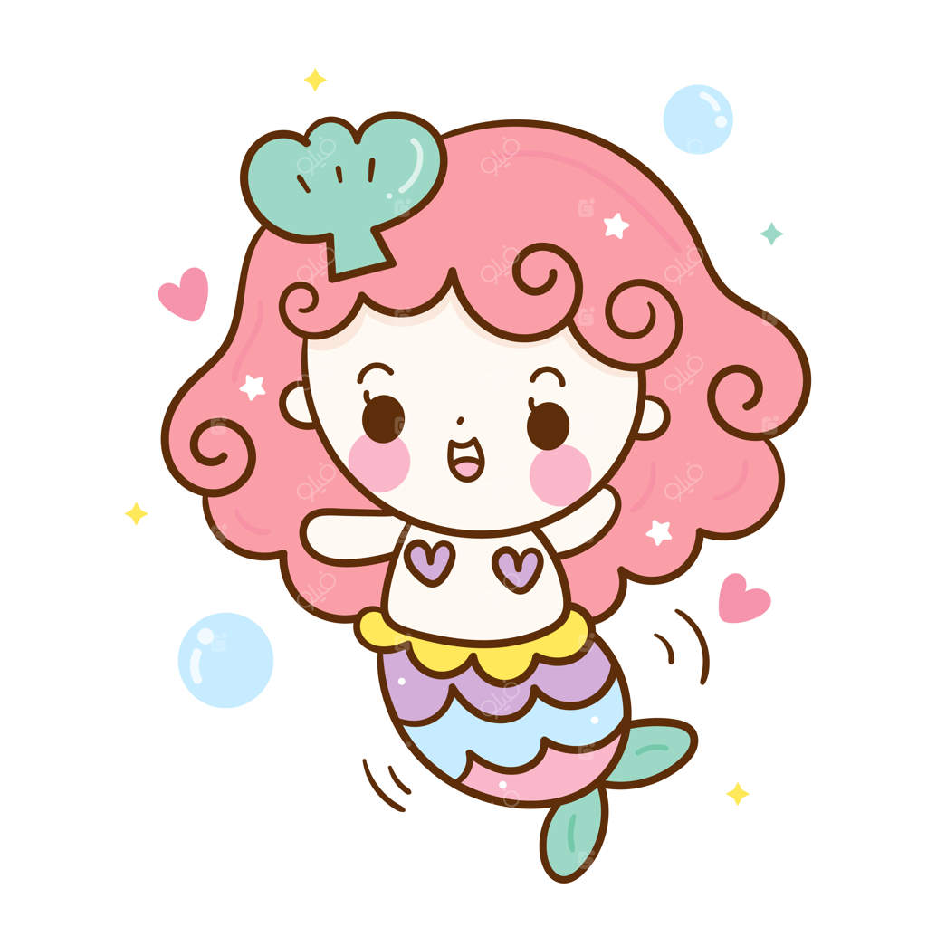 وکتور پری دریایی بامزه با احساس شاد