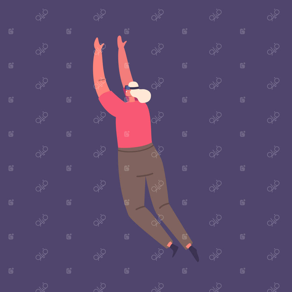 غرق شدن عمیق شخصیت زن در دنیای دیجیتالی متاورس - زنی با عینک و هدست واقعیت مجازی