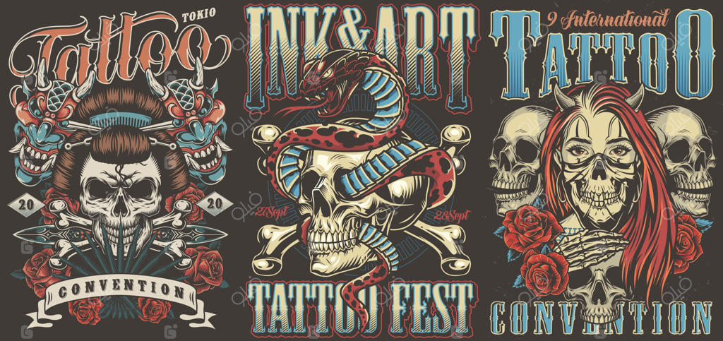 پوسترهای رنگارنگ و کلاسیک همایش‌های خالکوبی