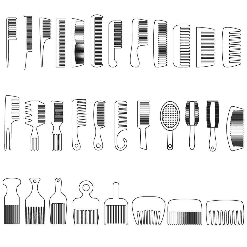 مجموعه وکتور شانه مو. نمادهای مدل مو. نشان آرایشگاه. لوگوی سالن مو.