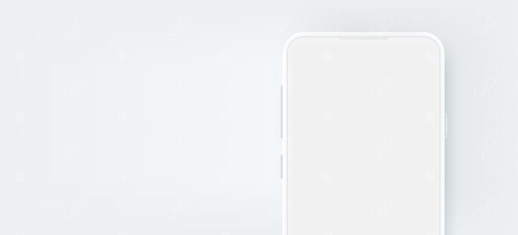 گوشی موبایل سفید و مدرن با صفحه نمایش خالی؛ قالب بنر با فضای متن