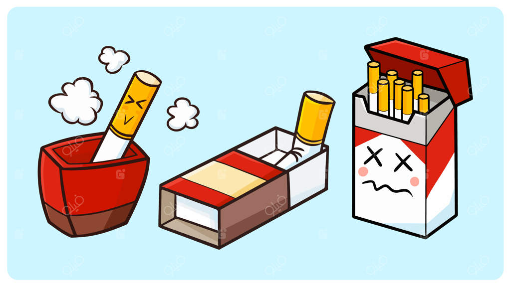 سیگار خنده‌دار در مجموعه‌ای از آیتم‌ها به سبک دودل ساده