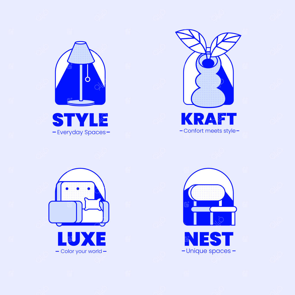 قالب لوگوی طراحی داخلی دست‌ساز