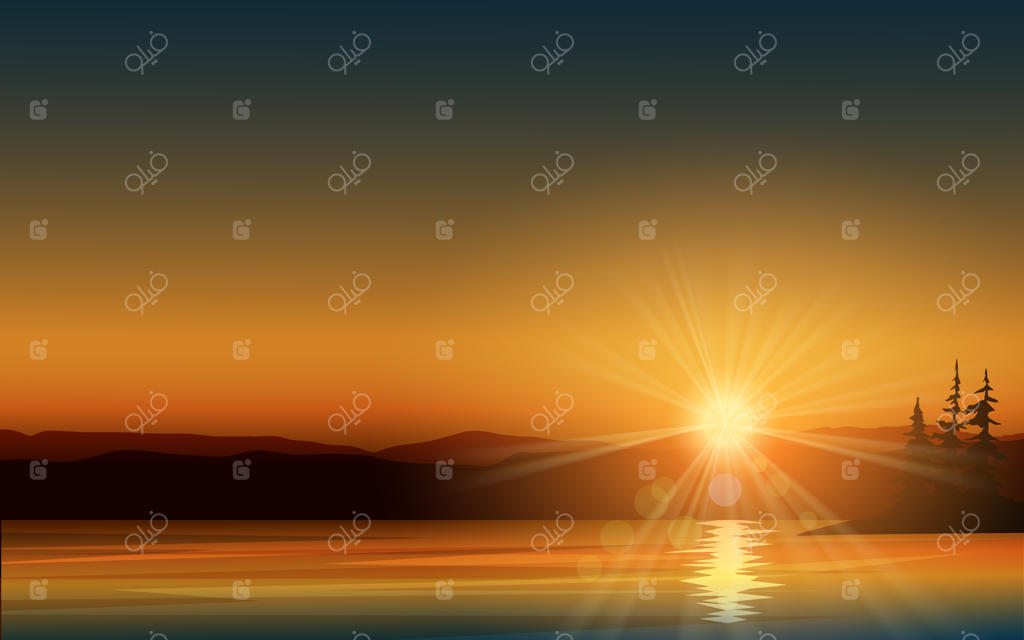 غروب زیبا و درخشان بر فراز دریاچه