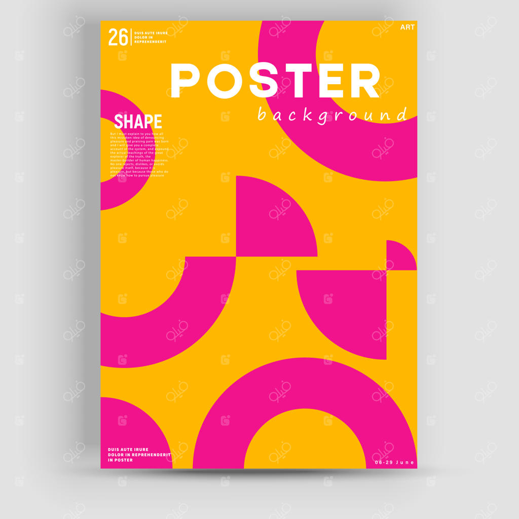 طراحی گرافیکی و موکاپ پوستر به سبک باوهاوس با المان‌های انتزاعی، خطوط و اشکال هندسی برجسته وکتور