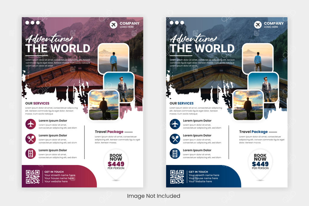 طرح وکتور تراکت و قالب جلد بروشور گردشگری برای آژانس مسافرتی
