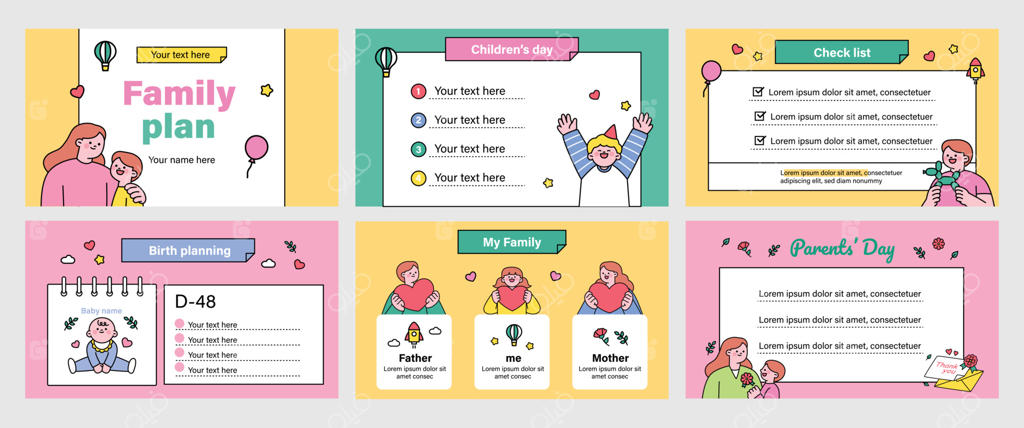 ماه خانواده: افرادی که والدینشان را ارج می‌نهند و فرزندانشان را دوست دارند. قالب بروشور و تراکت برای صفحه وب.