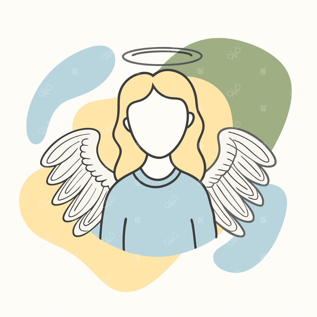 تصویر فرشته با بال و هاله نور